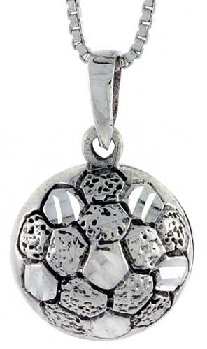 Sterling Silver Soccer Ball Pendant, 7/8 inch 