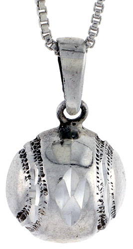 Sterling Silver Baseball Pendant, 3/4 inch 