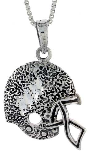 Sterling Silver Football Helmet Pendant, 1 1/16 inch 