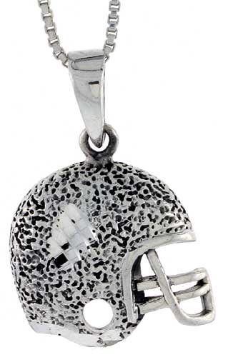 Sterling Silver Football Helmet Pendant, 1 inch 