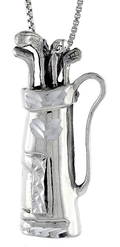 Sterling Silver Golf Bag Pendant, 1 1/2 inch 