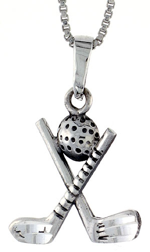 Sterling Silver Golf Club with Ball Pendant, 1 1/16 inch 