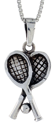 Sterling Silver Tennis Racquet Pendant, 1 1/4 inch 