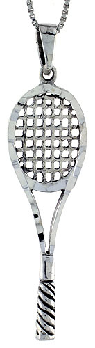 Sterling Silver Tennis Racquet Pendant, 2 3/8 inch 