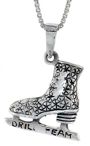 Sterling Silver Ice Skates Pendant, 1 inch 