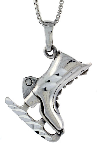 Sterling Silver Ice Skates Pendant, 1 1/16 inch 