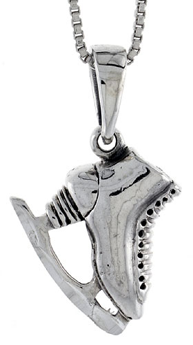 Sterling Silver Ice Skates Pendant, 3/4 inch tall