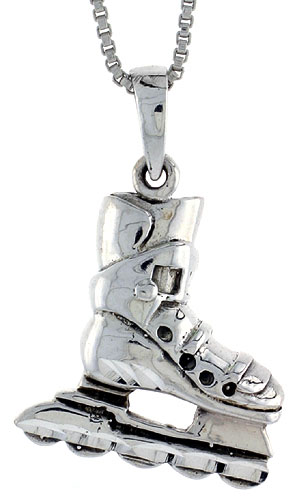 Sterling Silver Roller Blades Pendant, 1 1/16 inch 