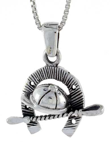 Sterling Silver Horse Jockey's Accessories Pendant, 1 inch 