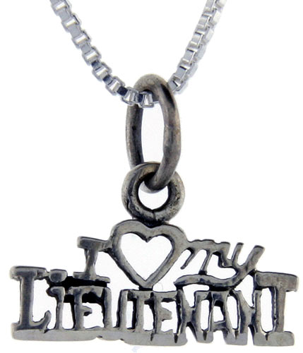 Sterling Silver I Love My Lieutenant Word Pendant, 1 inch wide 