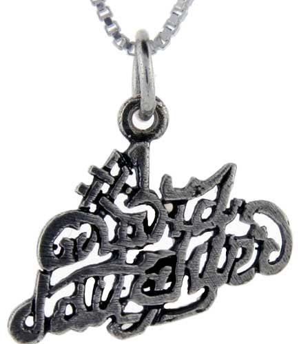 Sterling Silver Number 1 Grand Daughter Word Pendant, 1 inch wide 