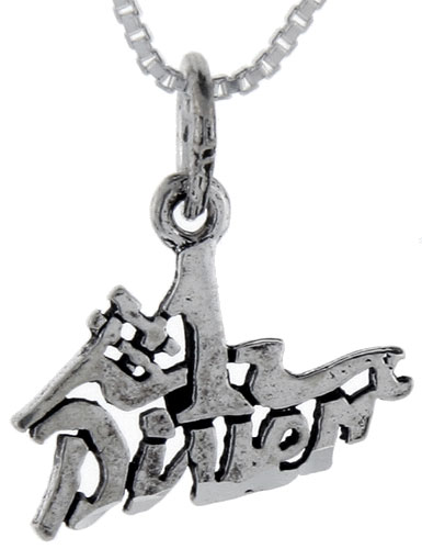 Sterling Silver Number 1 Diver Word Pendant, 1 inch wide 