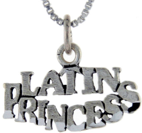 Sterling Silver Latin Princess Word Pendant, 1 inch wide 