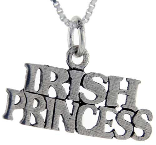 Sterling Silver Irish Princess Word Pendant, 1 inch wide 