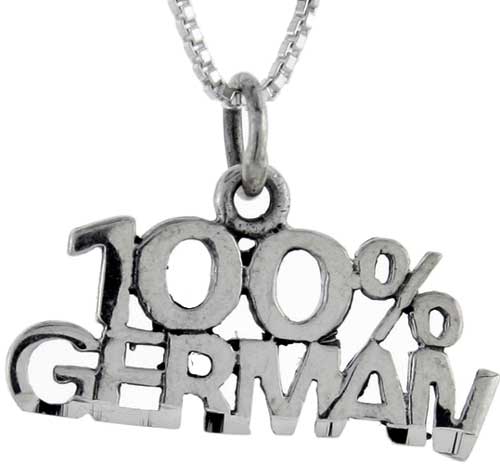 Sterling Silver 100% German Word Pendant, 1 inch wide 