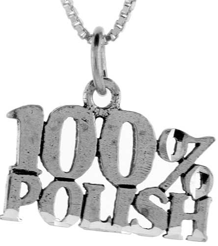 Sterling Silver 100% Polish Word Pendant, 1 inch wide 