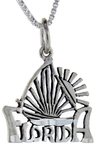 Sterling Silver Florida Word Pendant, 1 inch wide 