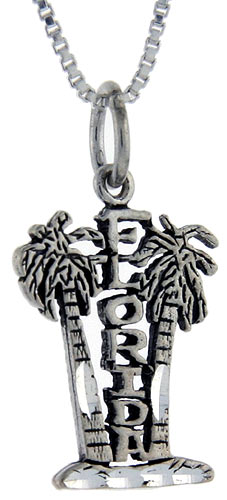 Sterling Silver Florida Word Pendant, 1 inch wide 