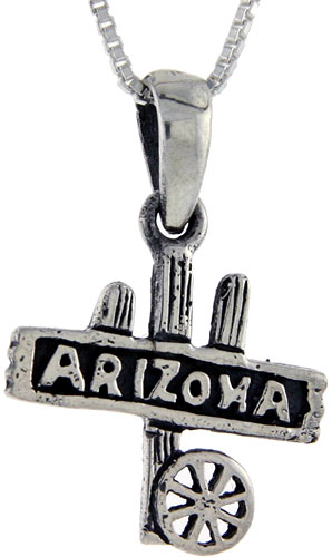 Sterling Silver Arizona Word Pendant, 1 inch wide 