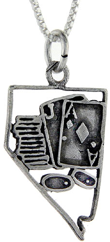 Sterling Silver Nevada Word Pendant, 1 inch wide 