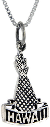 Sterling Silver Hawaii Word Pendant, 1 inch wide 