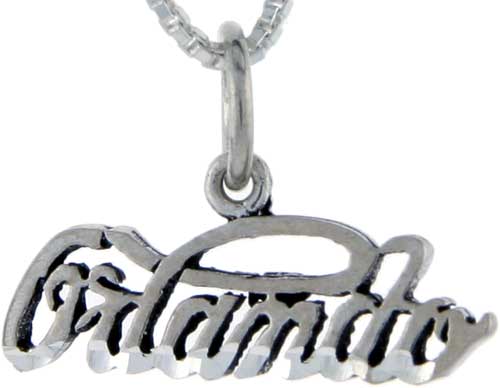 Sterling Silver Orlando Word Pendant, 1 inch wide 
