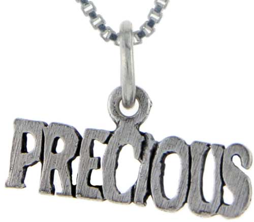 Sterling Silver Precious Word Pendant, 1 inch wide 