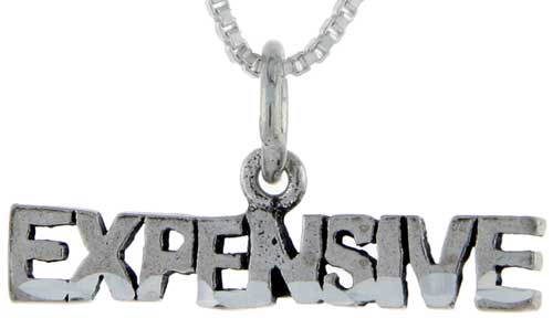 Sterling Silver Expensive Word Pendant, 1 inch wide 