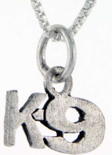 Sterling Silver K9 Word Pendant, 1 inch wide 