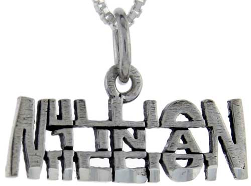 Sterling Silver One in a Million Word Pendant, 1 inch wide 