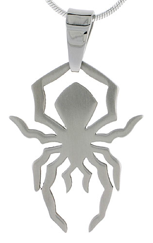 Stainless Steel Spider Necklace 1 1/4 inch tall, w/ 30 inch Chain