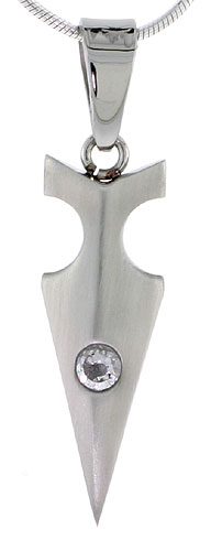 Stainless Steel Arrowhead Charm, 1 1/8 inch tall, w/ 30 inch Chain