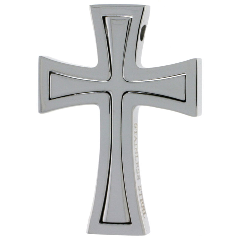 Stainless Steel Cross Necklace, 1 1/2 inch tall, w/ 30 inch Chain