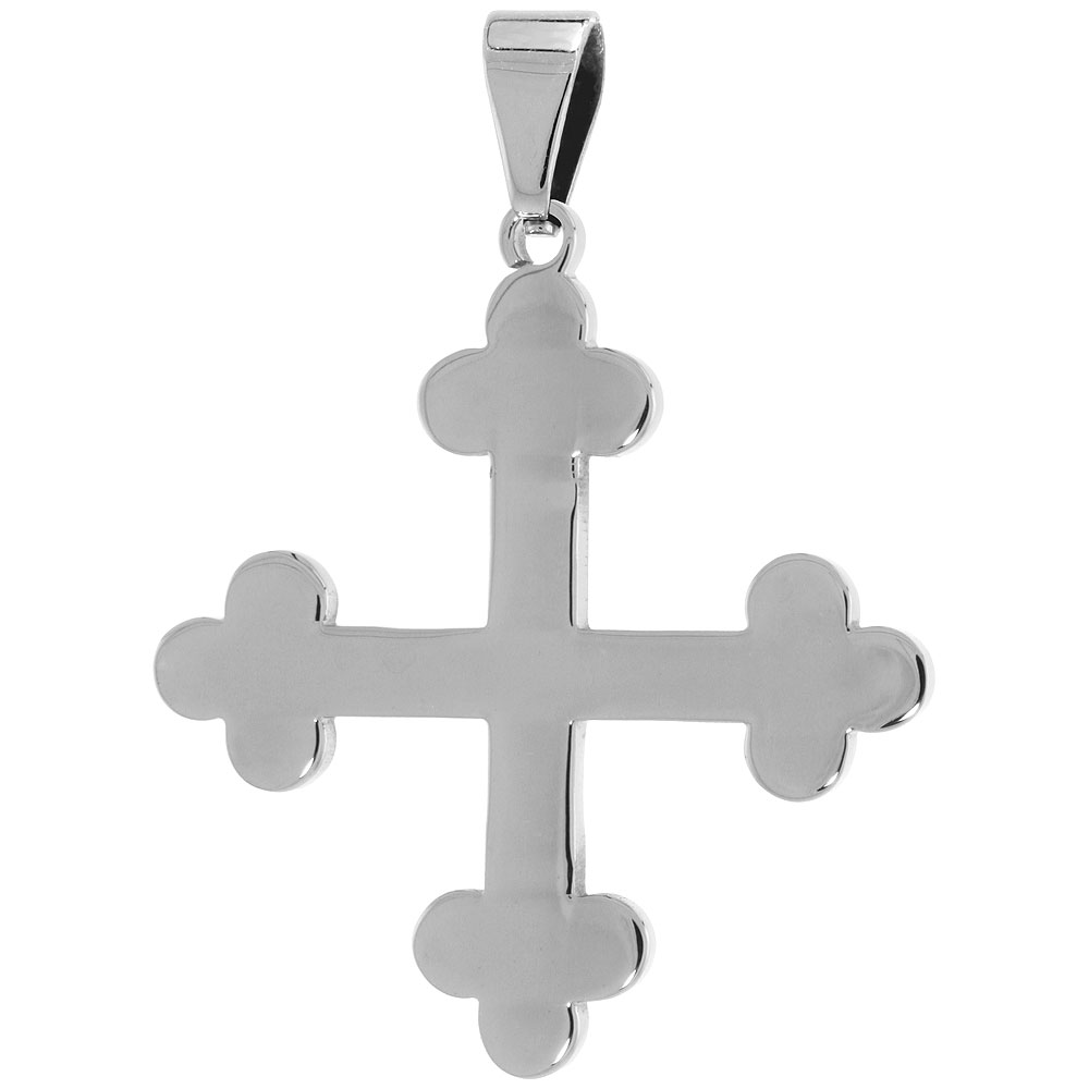 Stainless Steel Apostles Cross Necklace, 1 1/2 inch tall with 30 inch chain