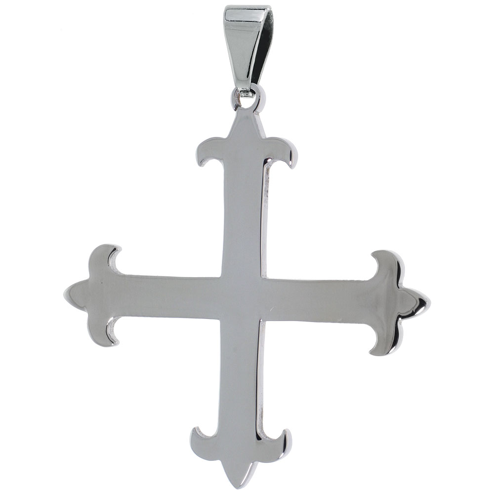 Stainless Steel Avis Cross Necklace, 1 1/2 inch tall with 30 inch chain