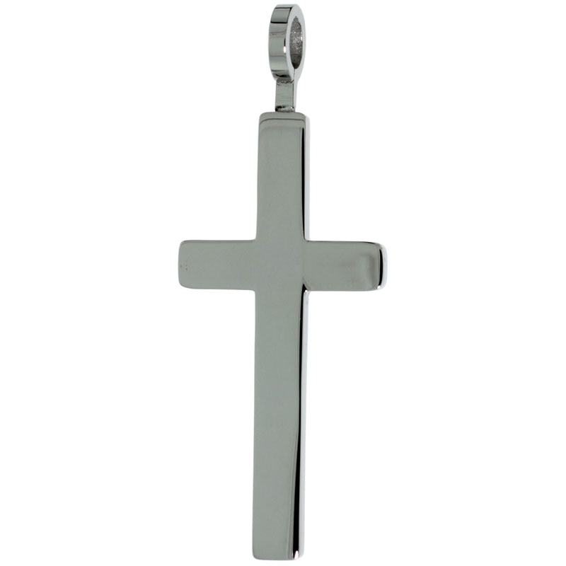 Stainless Steel Latin Cross Necklace, 1 1/4 inch tall with 30 inch chain