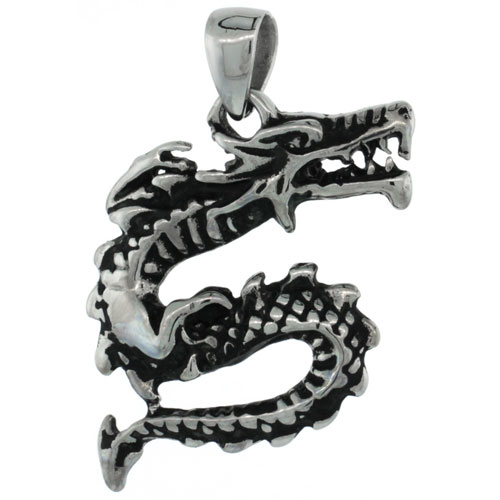 Surgical Steel Chinese Dragon Necklace 1 1/2 inch, comes w/ 30 inch Chain