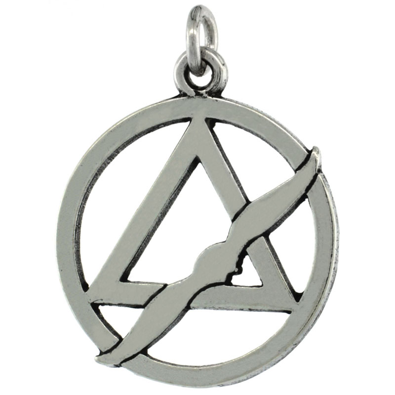 Sterling Silver Sobriety Symbol Recovery Pendant, 1 1/8 in. (28 mm) tall