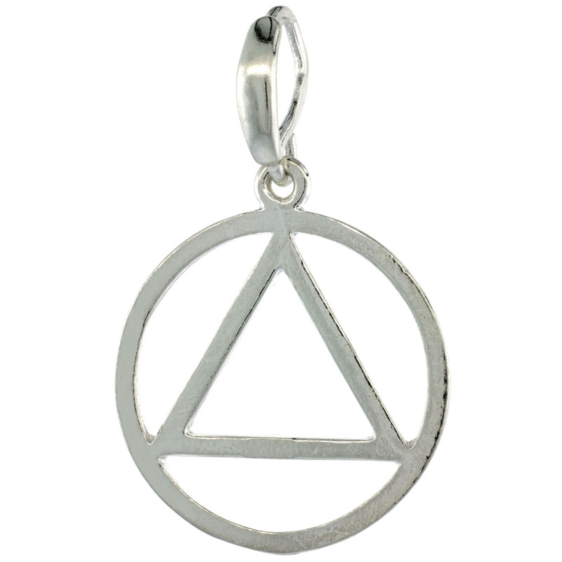 Sterling Silver Sobriety Symbol Recovery Pendant, 1 1/4 in. (31 mm) tall