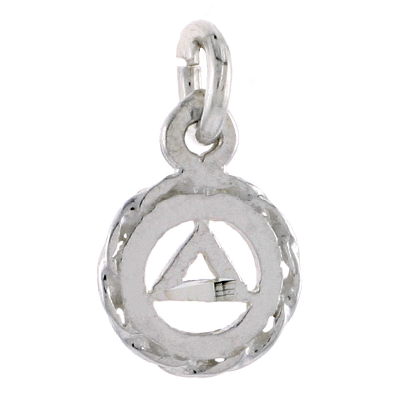 Sterling Silver Sobriety Symbol Recovery Pendant, 9/16 in. (14 mm) tall