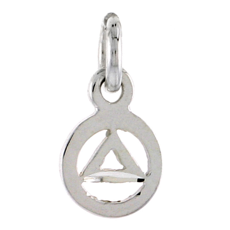 Sterling Silver Sobriety Symbol Recovery Pendant, 1/2 in. (12 mm) tall