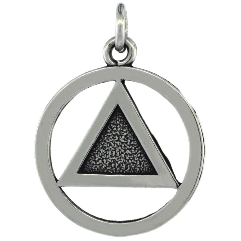 Sterling Silver Sobriety Symbol Recovery Pendant, 1 in. (25 mm) tall