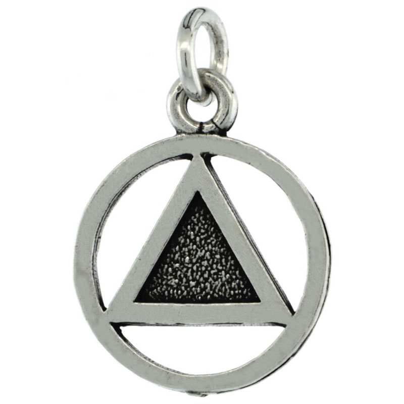 Sterling Silver Sobriety Symbol Recovery Pendant, 13/16 in. (21 mm) tall