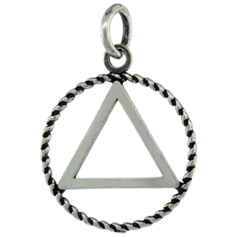 Sterling Silver Sobriety Symbol Recovery Pendant, 7/8 in. (22 mm) tall