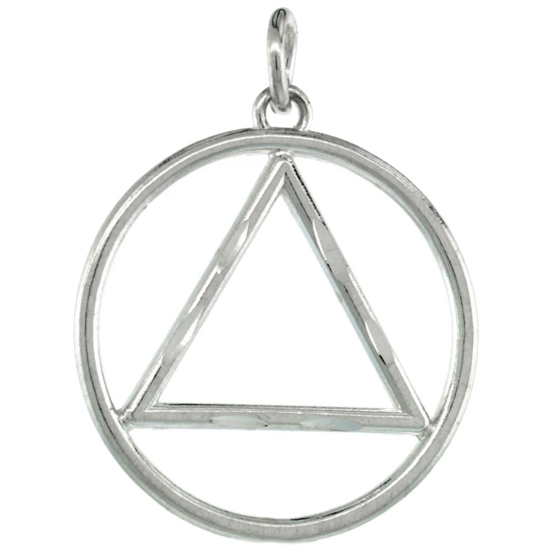Sterling Silver Sobriety Symbol Recovery Pendant, 1 1/16 in. (27 mm) tall