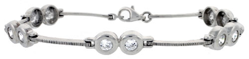 7" Sterling Silver Brilliant Cut CZ Bracelet