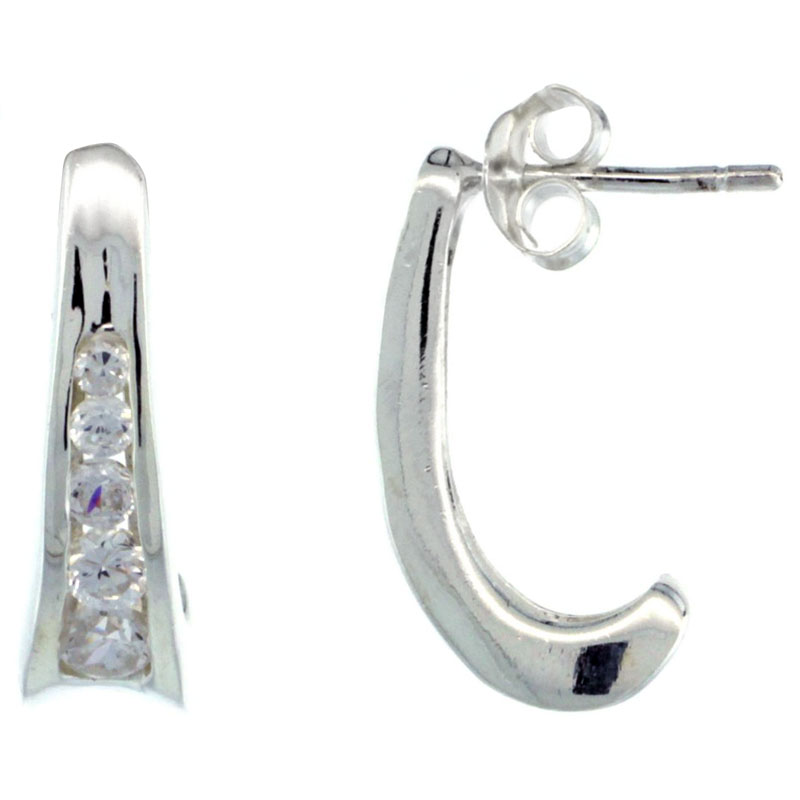 Sterling Silver 5-Stone Fancy CZ Journey Earrings 11/16 in. (18 mm) tall