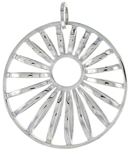 Sterling Silver Round Pendant, 1 1/4 inch long 