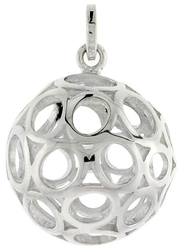 Sterling Silver Ball Pendant, 7/8 inch long 
