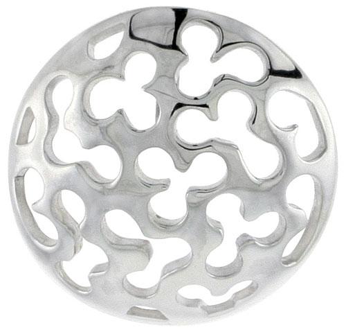 Sterling Silver Round Pendant, 3/4 inch long 